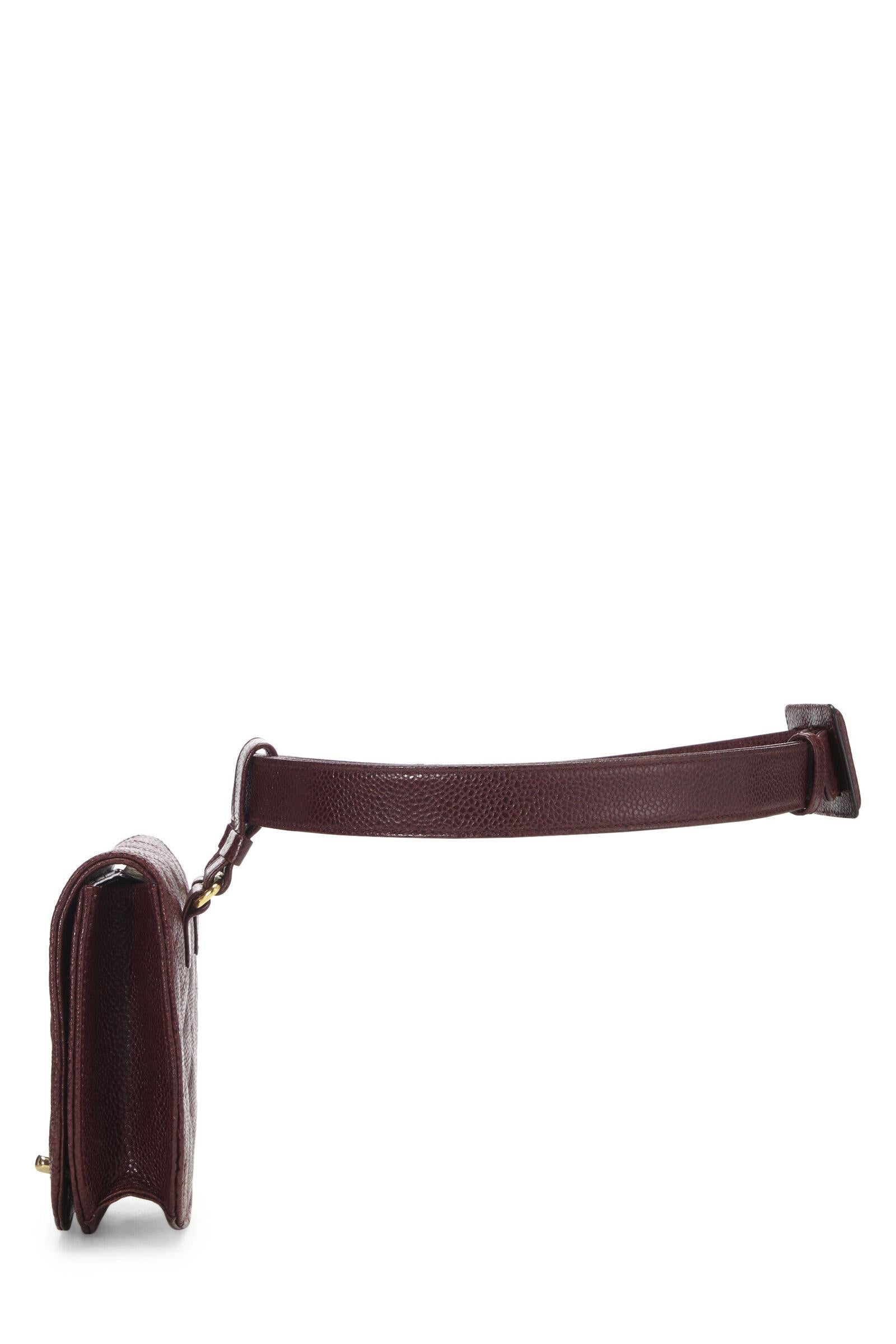Chanel 1991 Classic Flap Red Burgundy Quilted Caviar Waist Belt Bag For Sale 1