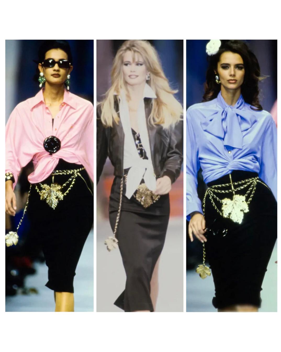 Chanel 1991/Collection 28 Ceinture feuille de figuier et chaîne en vente 2