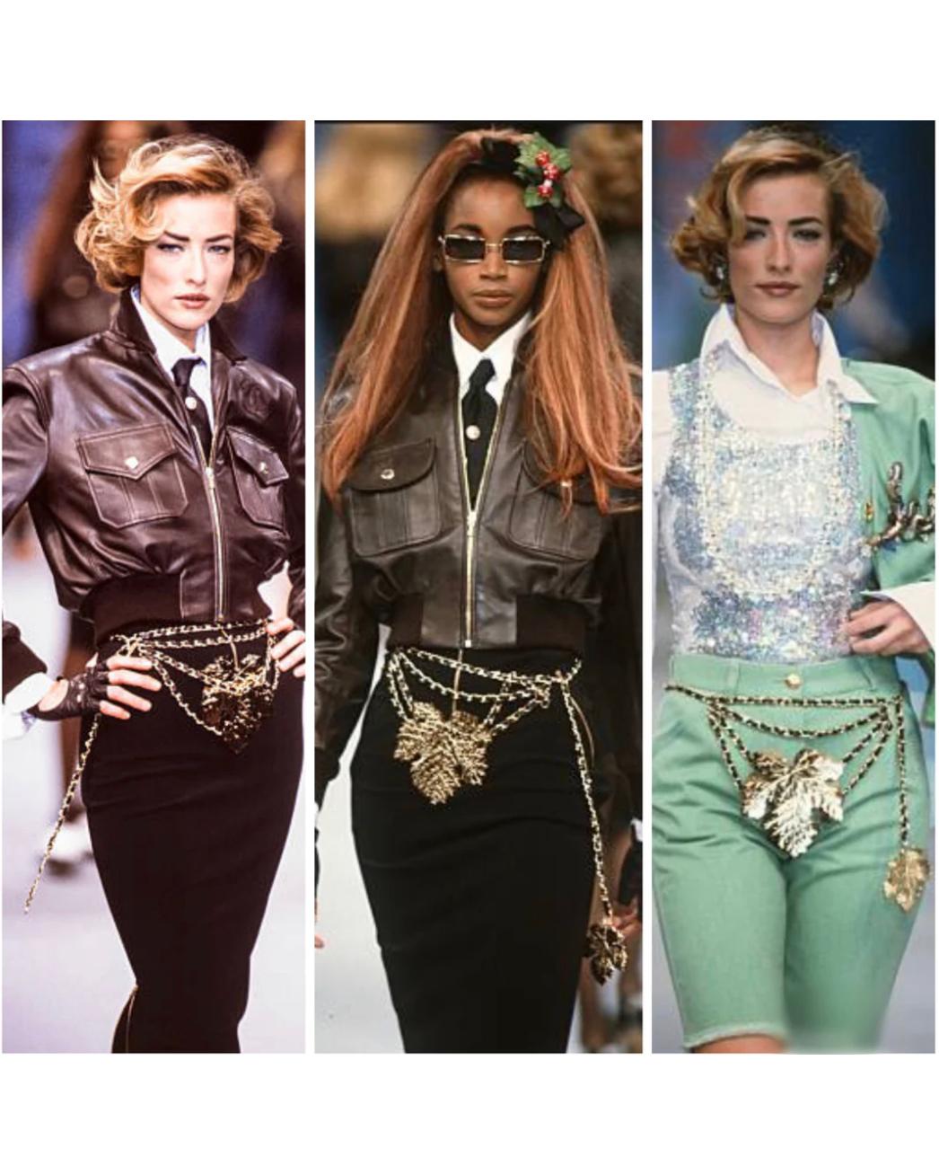 Chanel 1991/Collection 28 Ceinture feuille de figuier et chaîne en vente 4