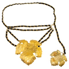 Chanel 1991/Colección 28 Cinturón de hojas de higuera y cadena