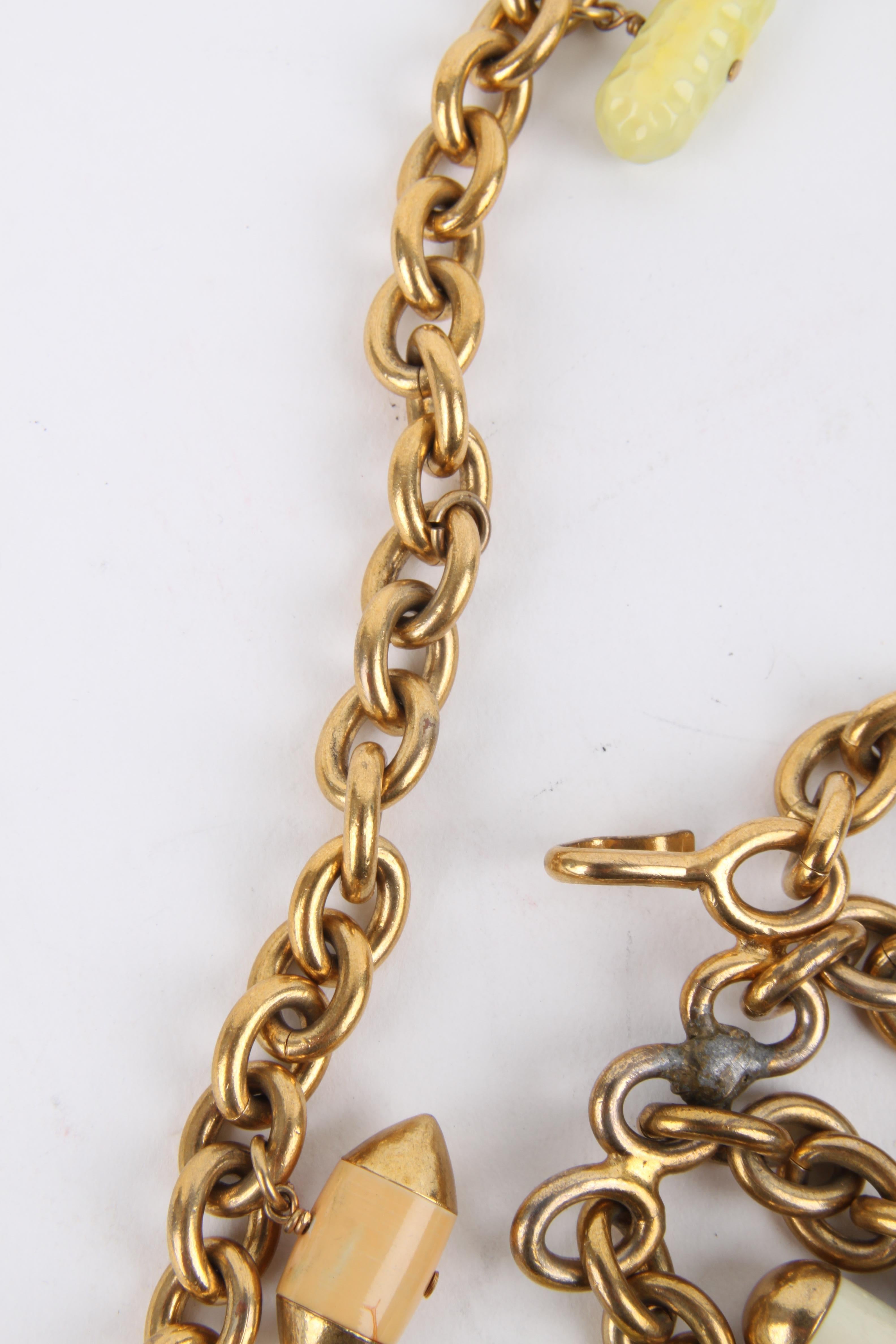 Chanel 1991 Fall/Winter Gold Chain Multicolour Pill Capsule Belt Very Rare For Sale 1