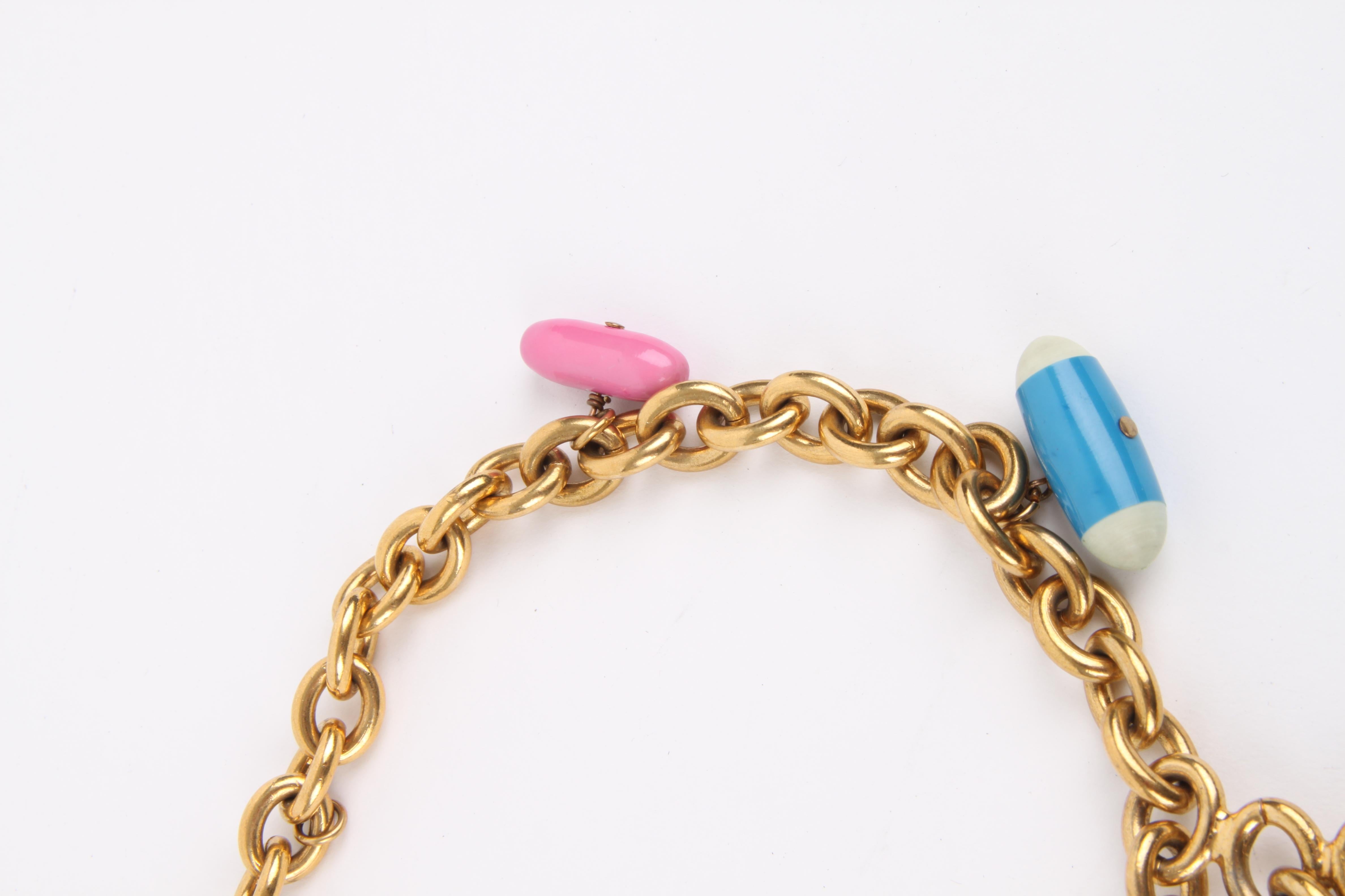 Chanel 1991 Fall/Winter Gold Chain Multicolour Pill Capsule Belt Very Rare For Sale 4