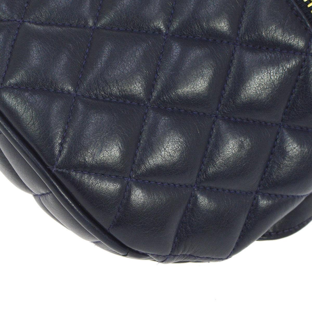 Chanel 1991 Navy Blue Quilted Lambskin Vintage Fanny Pack Waist Belt Bum Bag For Sale 2