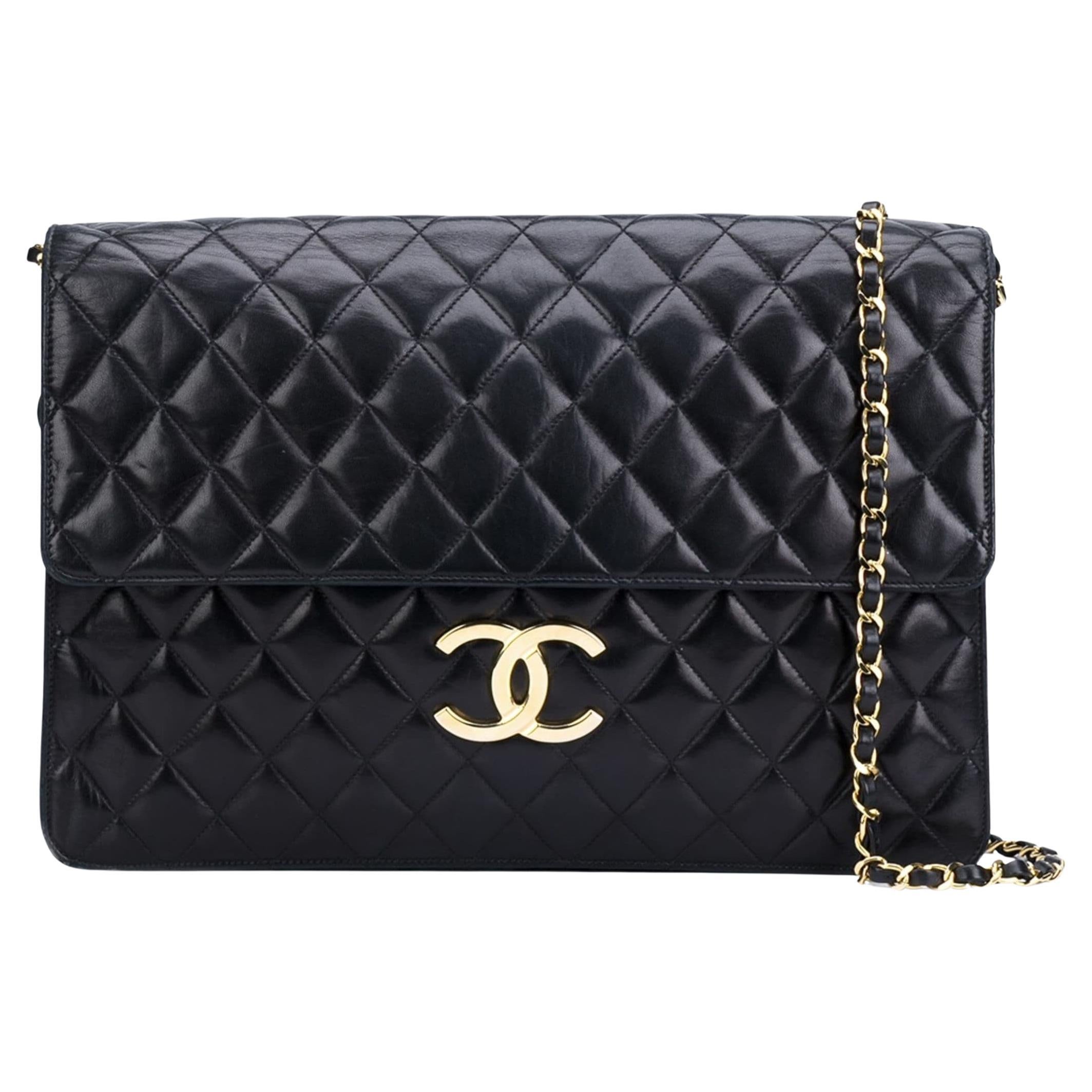 Chanel 1991 Quilted Lambskin Vintage Jumbo Maxi Flap Bag For Sale