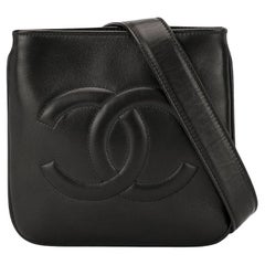 Chanel - Sac ceinture vintage en cuir d'agneau noir avec surpiqûres CC, rare, 1991 