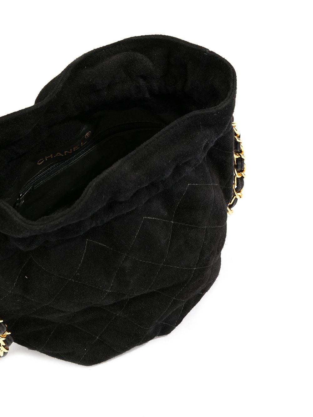 Chanel 1991 Vintage Drawstring Suede Mini Bucket Crossbody Shoulder Bag For Sale 2