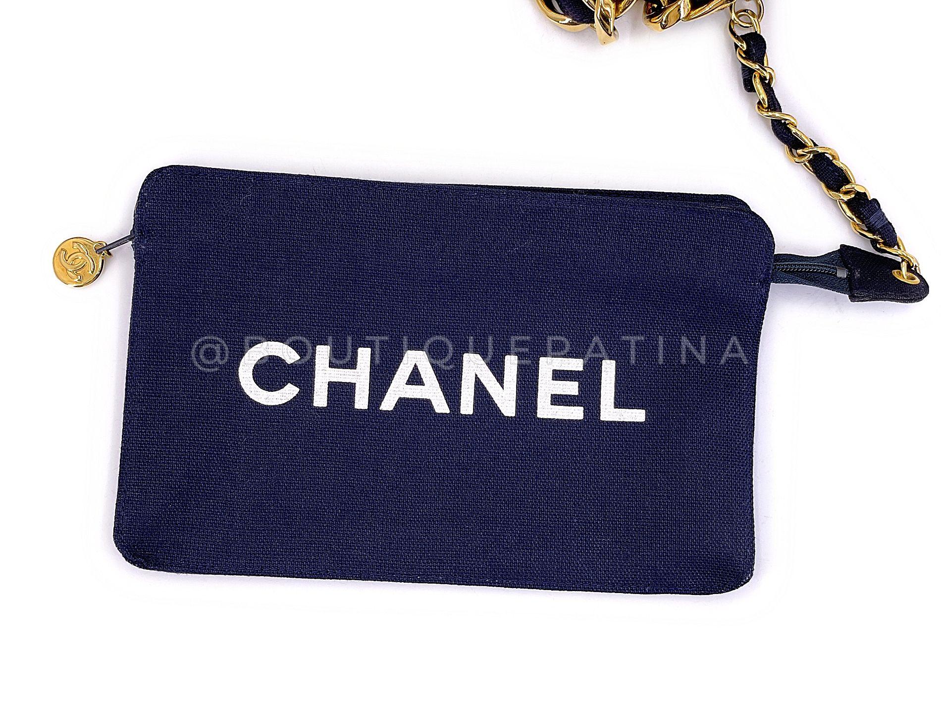 Chanel 1991 Vintage Navy Printed Canvas Chunky Chain Tote Bag 24k GHW 68495 8