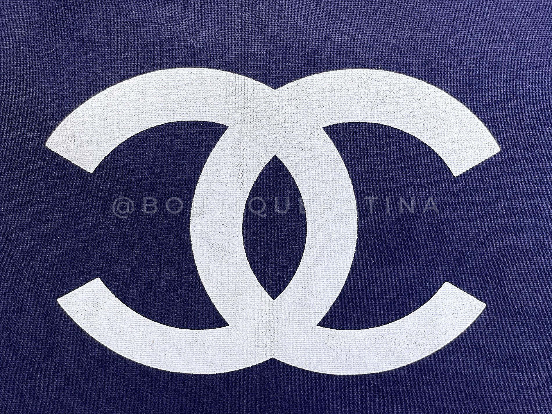 Chanel 1991 Vintage Navy Printed Canvas Chunky Chain Tote Bag 24k GHW 68495 4