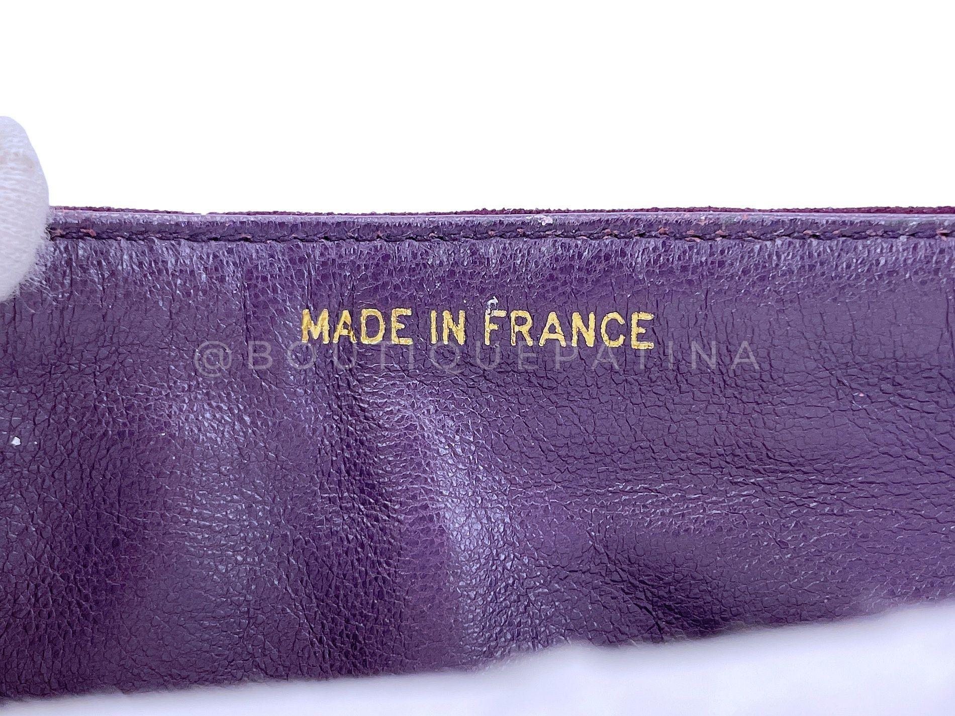 Chanel 1991 Vintage Purple Quilted Suede Jeweled Gripoix Flap Bag 24k GHW 68151 For Sale 7