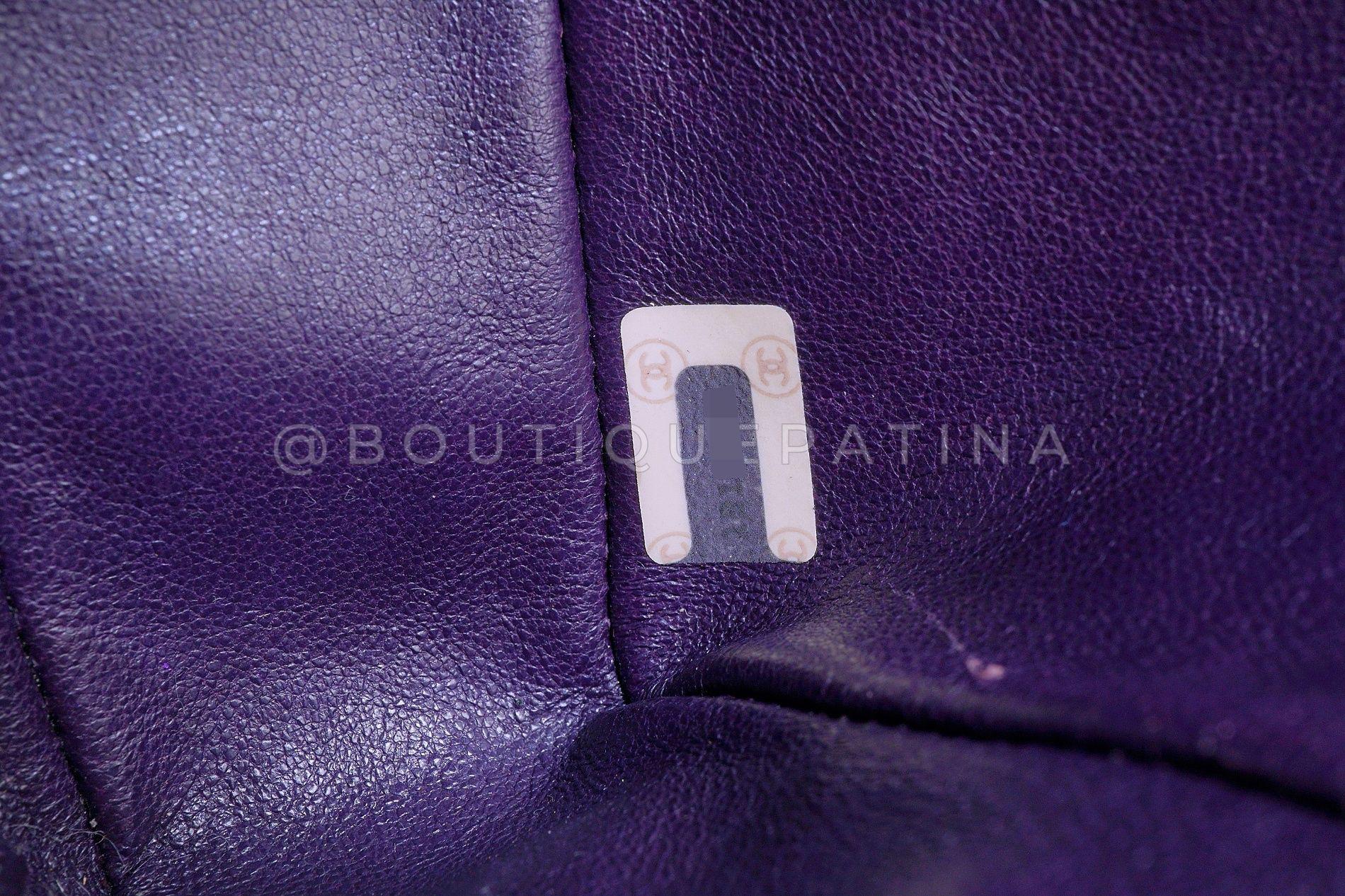 Chanel 1991 Vintage Purple Quilted Suede Jeweled Gripoix Flap Bag 24k GHW 68151 For Sale 8