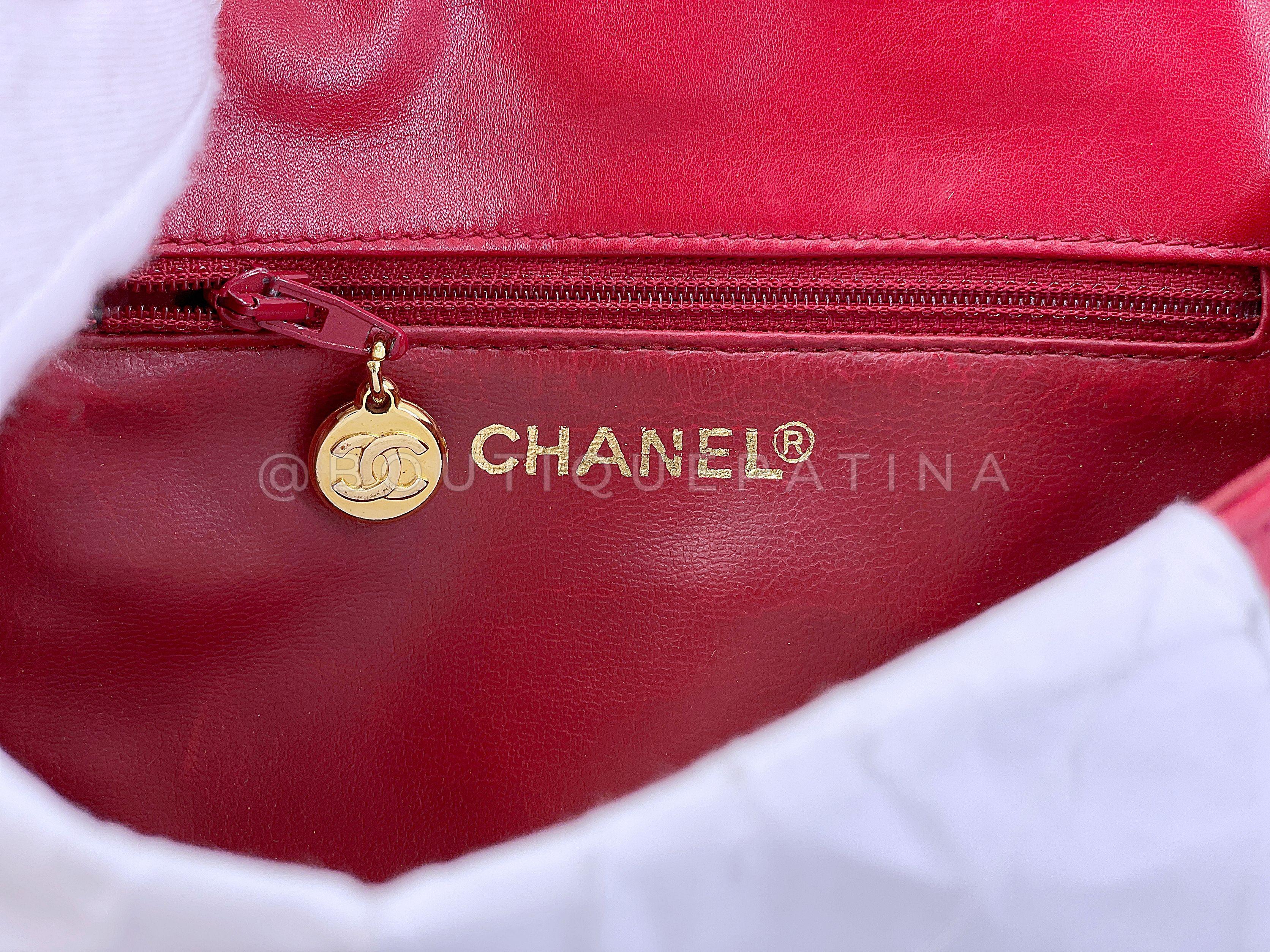 Chanel 1991 Vintage Red Encircled CC Mini Flap Bag 24k GHW 67768 7