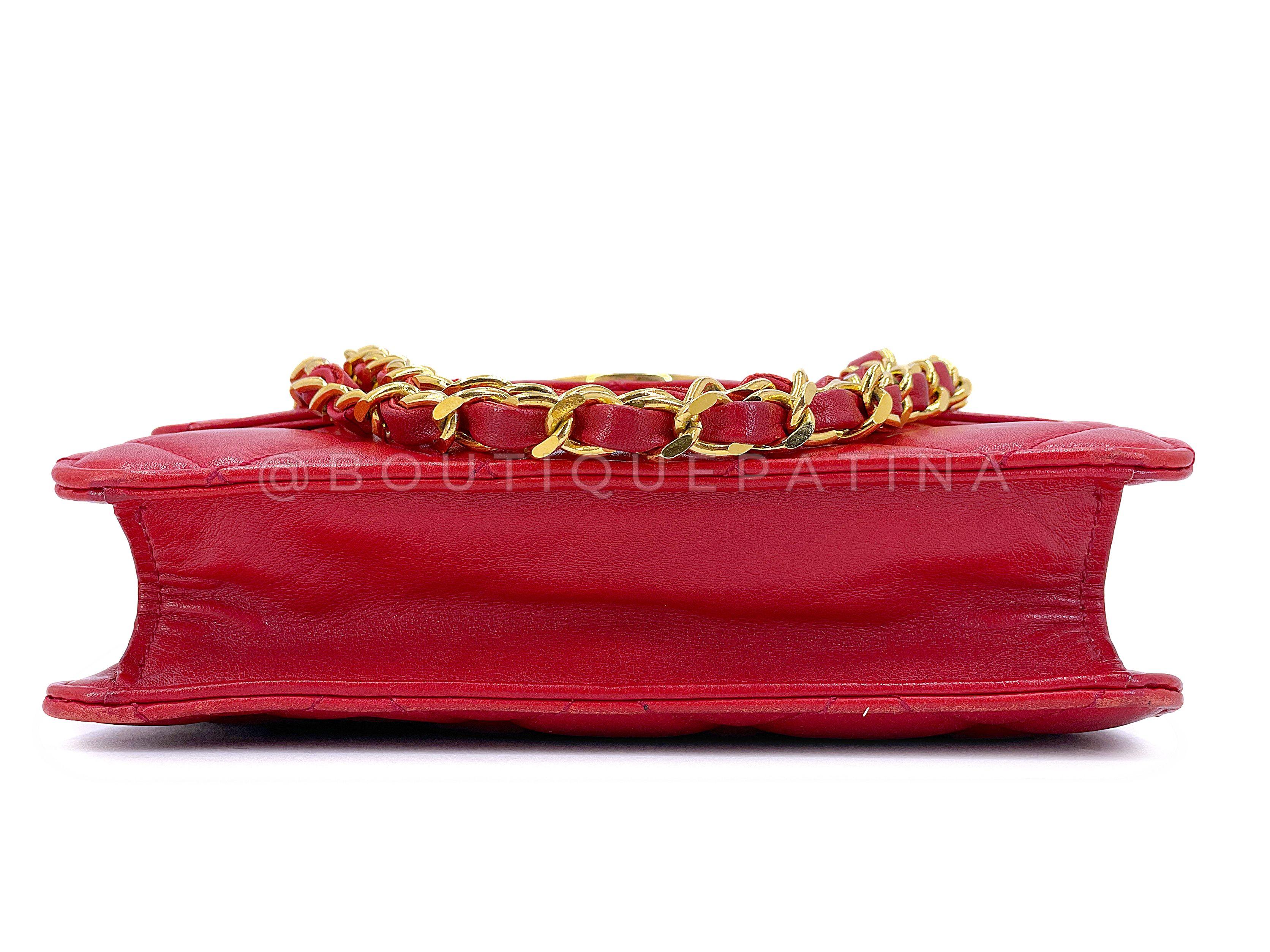 Chanel 1991 Vintage Red Encircled CC Mini Flap Bag 24k GHW 67768 2