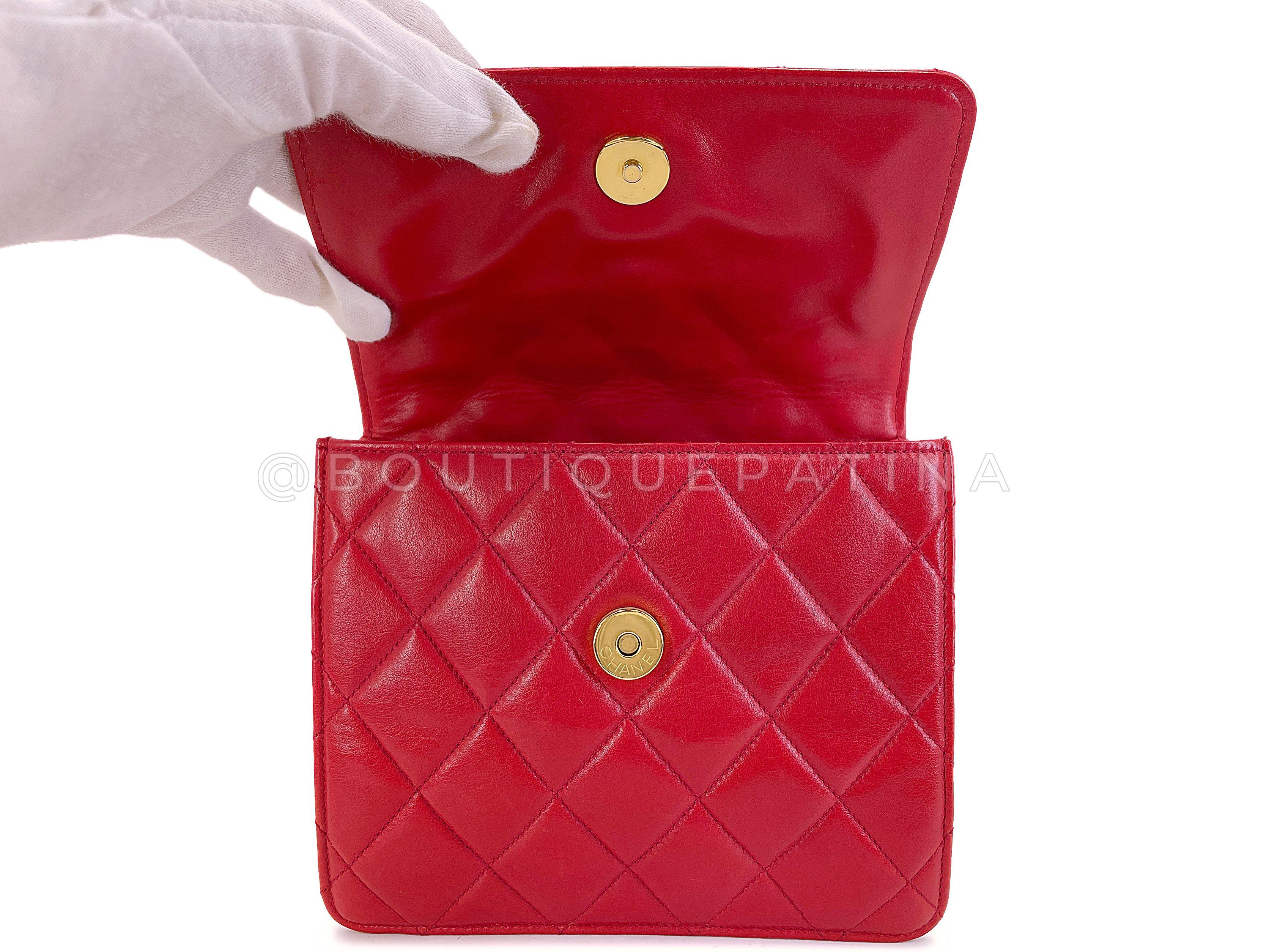 Chanel 1991 Vintage Red Encircled CC Mini Flap Bag 24k GHW 67768 5