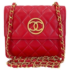 Chanel 1991 Retro Red Encircled CC Mini Flap Bag 24k GHW 67768