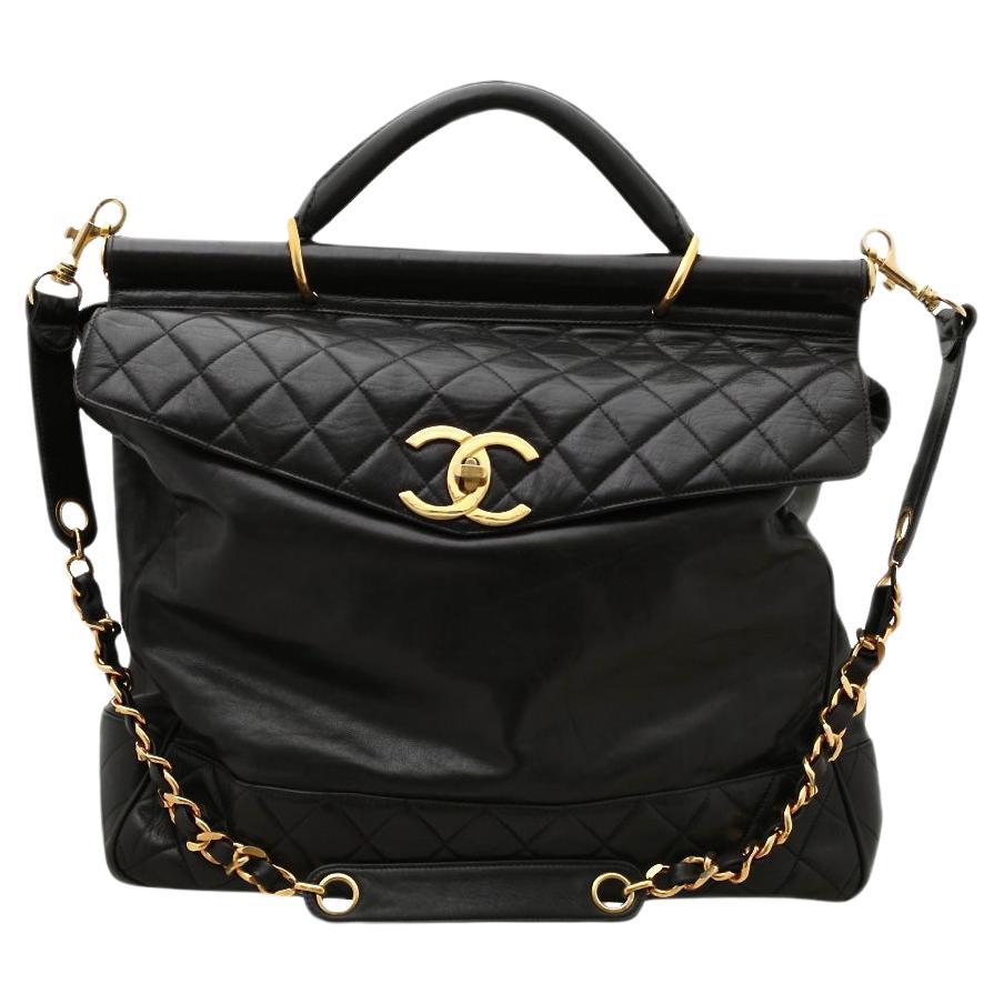 Chanel 1991 Vintage Top Handle Aktentasche Große Arbeits Reise Crossbody Bag 
