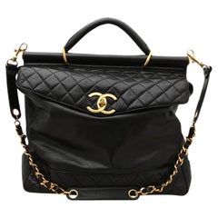Chanel 1991 Vintage Top Handle Aktentasche Große Arbeits Reise Crossbody Bag