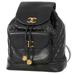 Chanel 1991 Vintage Ultra Rare XL Jumbo Black Caviar Duma Travel Backpack Bag