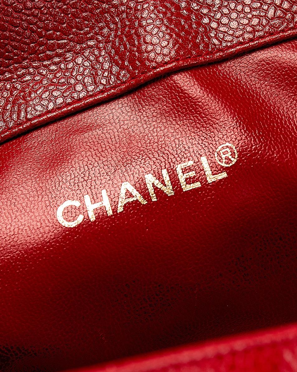 Chanel 1991 Vintage Ultra Rare XL Jumbo Rote Kaviar Duma Reise Rucksacktasche im Angebot 10