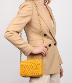 Chanel 1991 Vintage Yellow Quilted Lambskin Mini Camera Bag
