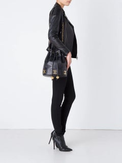 Chanel 1992 Caviar Triple CC Around Plaques Bucket Drawstring Crossbody Bag