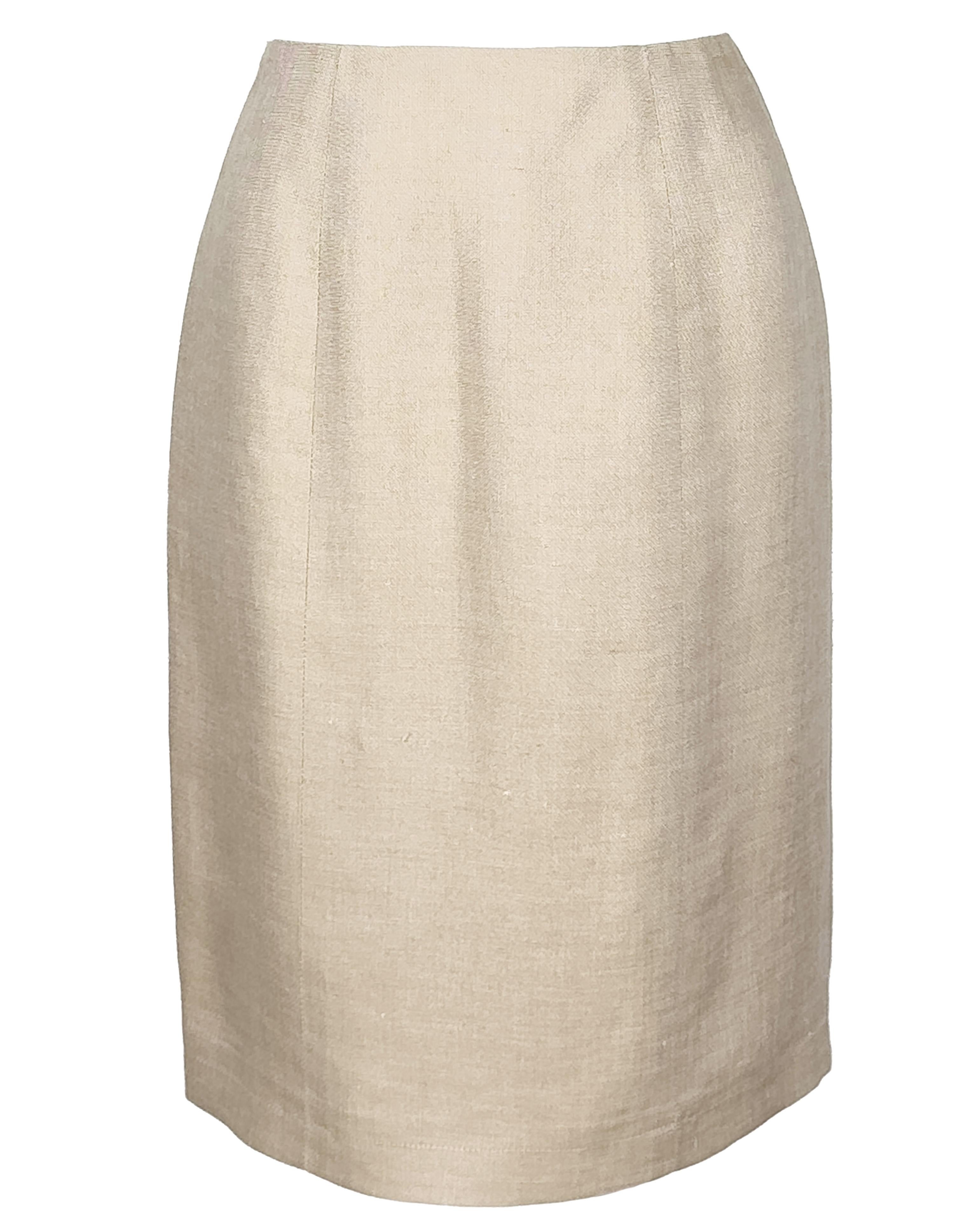 Beige Chanel 1992 Cruise Collection'S abito con gonna in lino Tan Safari Style in vendita