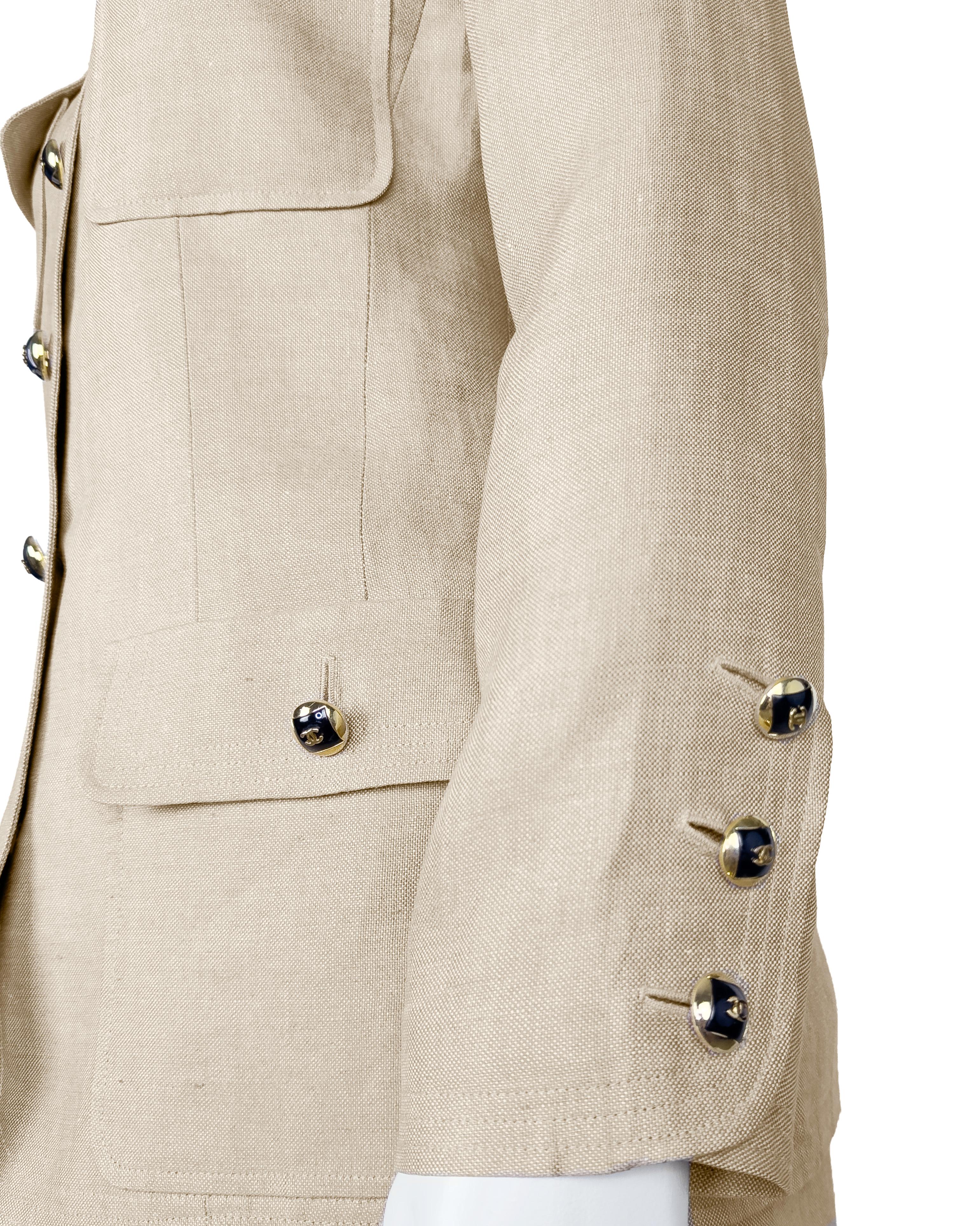 da uomo o donna Chanel 1992 Cruise Collection'S abito con gonna in lino Tan Safari Style in vendita