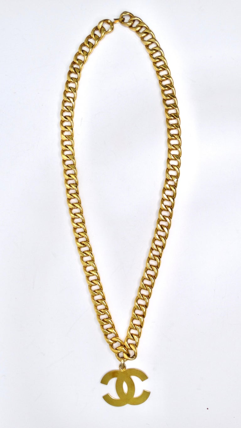 Brown Chanel 1992 Large Gold Logo Belt/Necklace For Sale