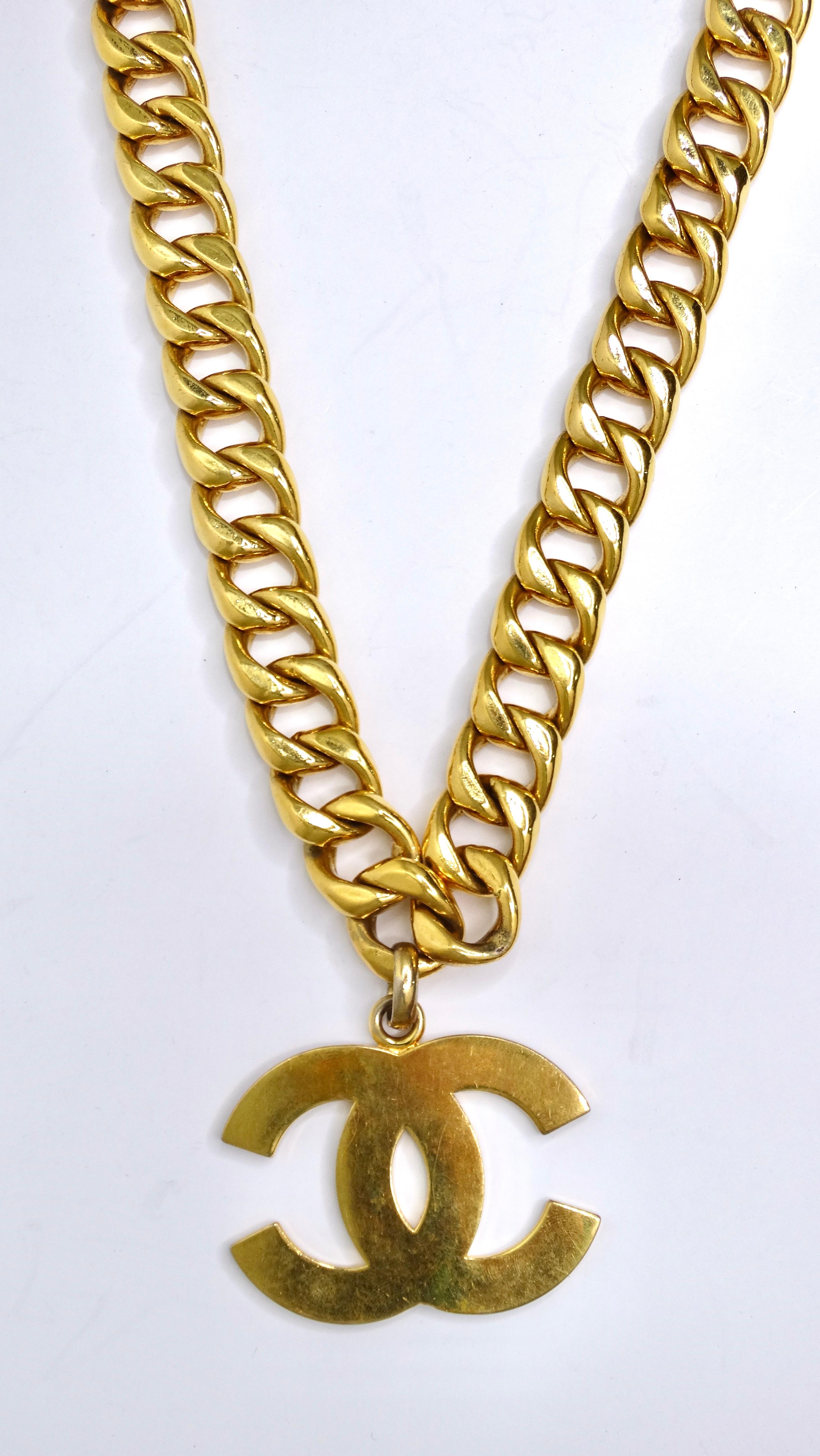 Brown Chanel 1992 Large Gold Logo Belt/Necklace