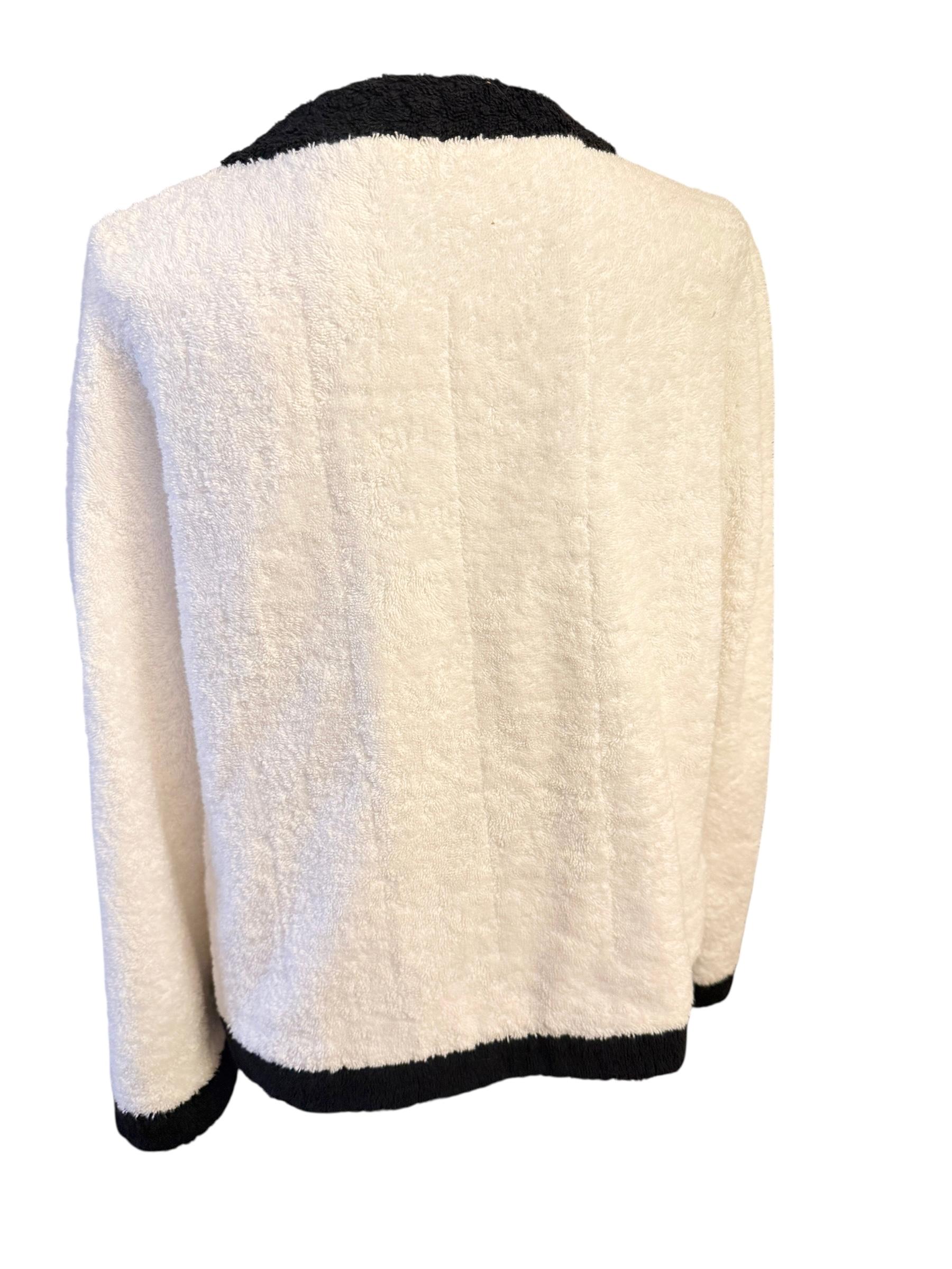 Women's Chanel 1992 Runway White Terrycloth Open Jacket For Sale