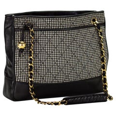 Chanel 1992 Timeless Tote Camera Rare Collector Vintage Houndstooth Canvas Tote
