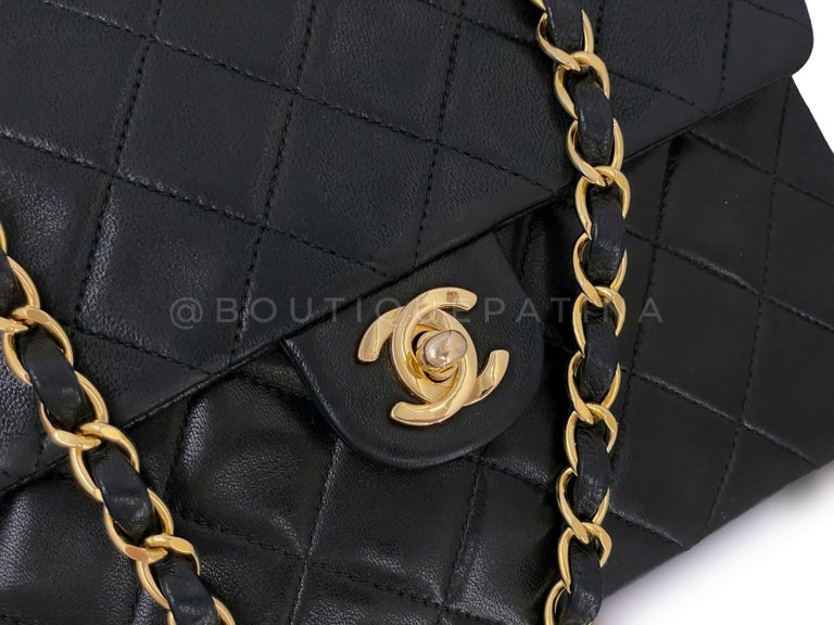 Chanel 1992 Vintage Black 20cm Mini Flap Bag 24k GHW Lambskin 66206 For  Sale at 1stDibs