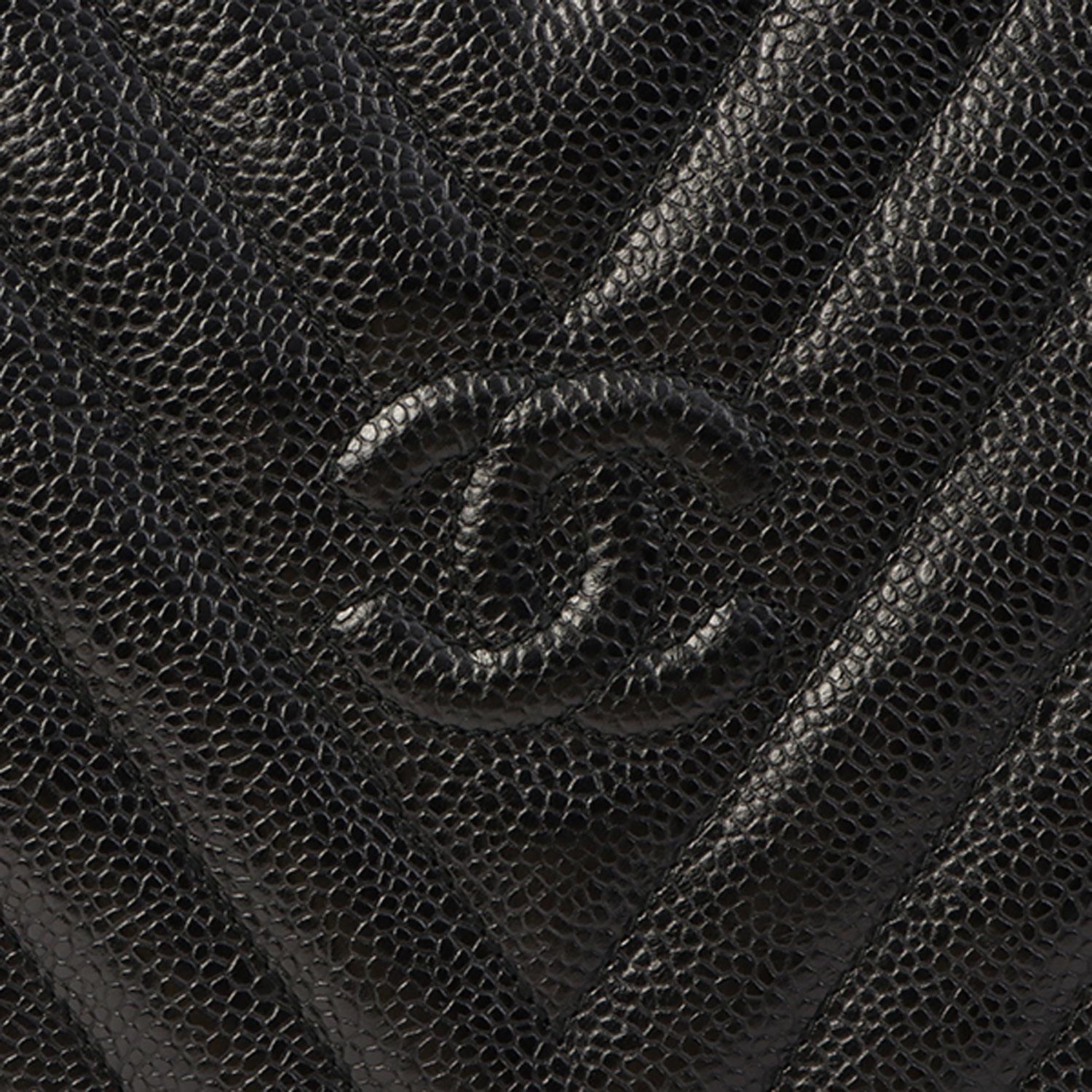 Women's Chanel 1992 Vintage Black Caviar Chevron Tassel Fringe Tote Satchel Kelly Bag