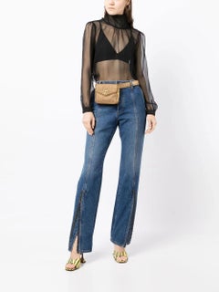 Chanel 1992 Vintage Quilted Gold Metallic Brocade Waist Belt Bag