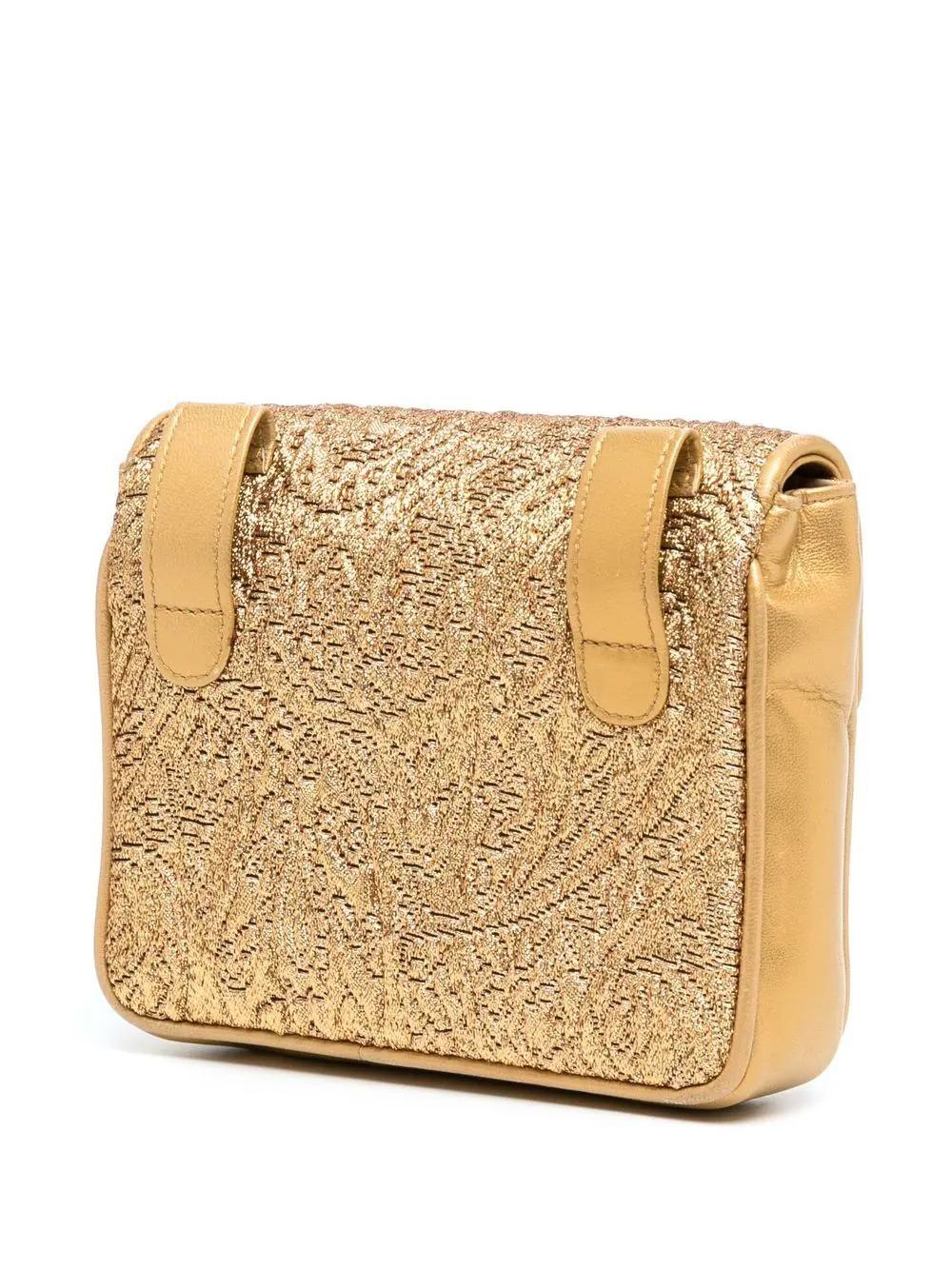 Riñonera Chanel 1992 Vintage Acolchada Brocado Metálico Oro en venta 1