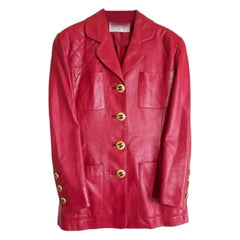 Chanel 1992 Vintage Runway Iconic Red Leather Jacket