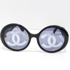 Chanel 1993 Black CC Logo Round Lens Sunglasses