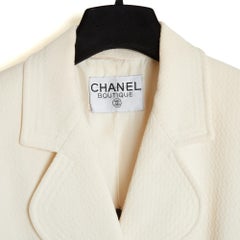 Chanel 1993 Ensemble Veste Jupe FR36 SS Ecru Cotton CC Jacket Skirt Suit UK8 US4