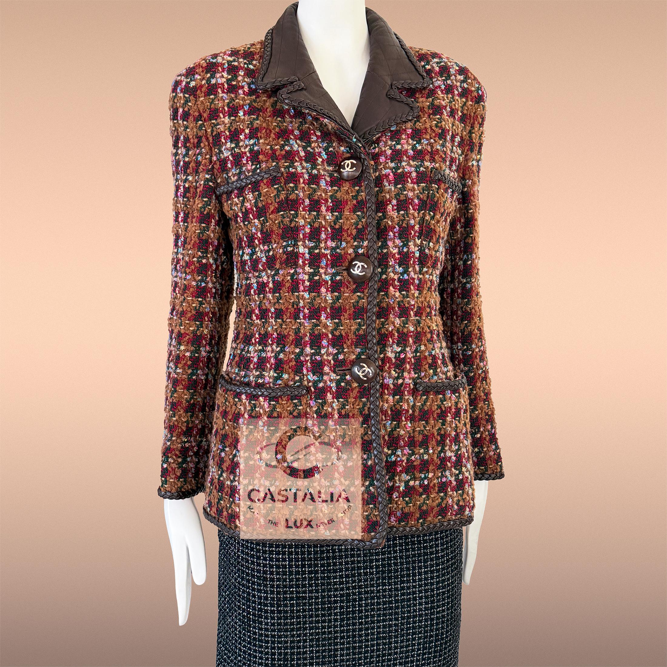 Chanel 1993 Reitsport Elegie Museum Ebene Tweed Jacke 38 FR im Angebot 6
