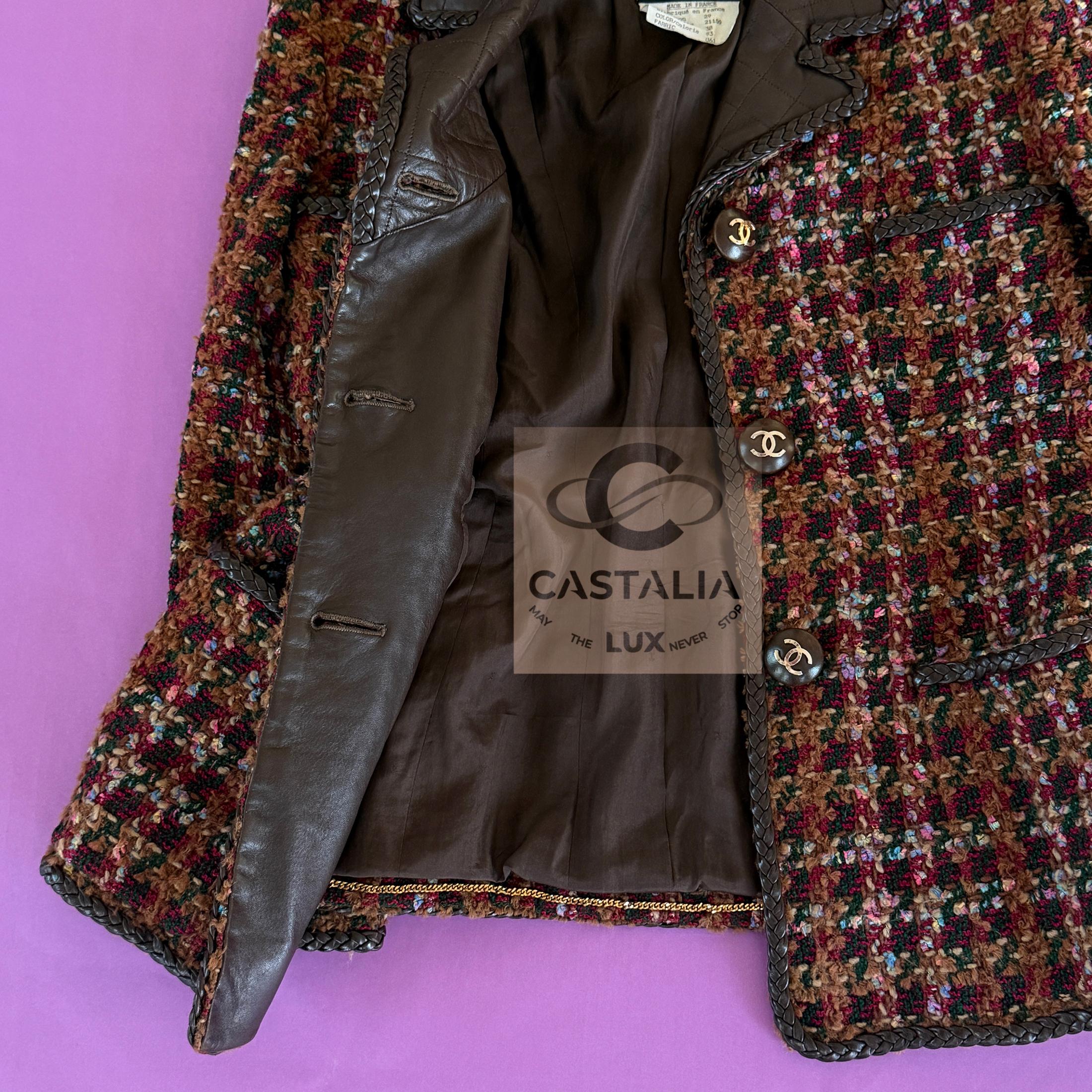 Chanel 1993 Reitsport Elegie Museum Ebene Tweed Jacke 38 FR im Angebot 10