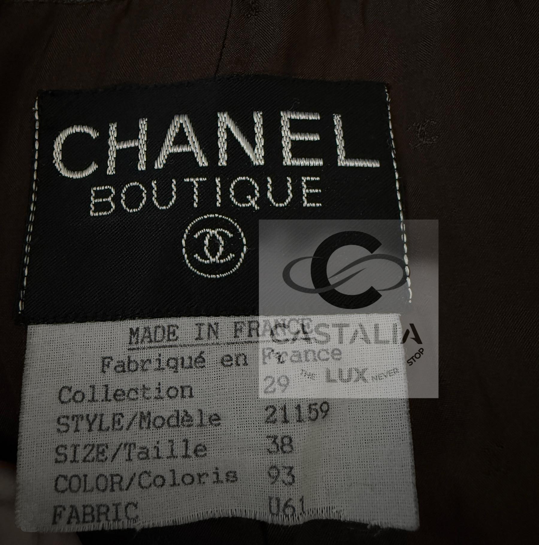 Chanel 1993 Reitsport Elegie Museum Ebene Tweed Jacke 38 FR im Angebot 11