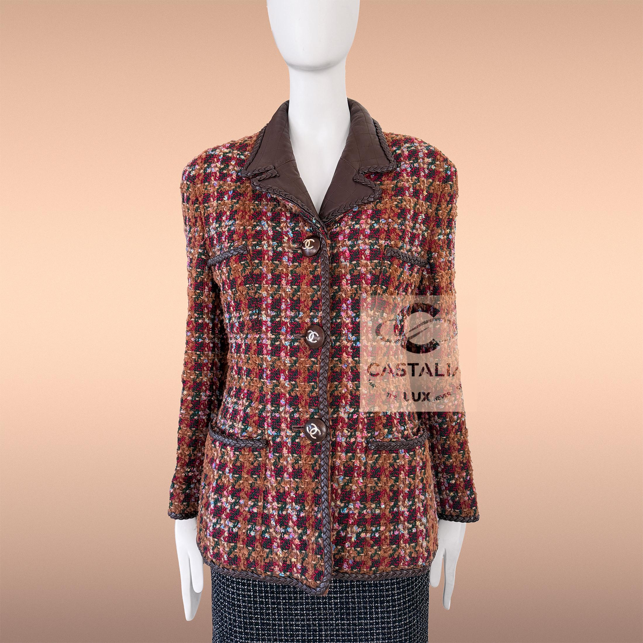 Chanel 1993 Reitsport Elegie Museum Ebene Tweed Jacke 38 FR im Angebot 2