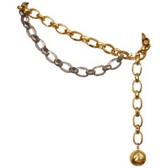 Chanel 1993 Massive Gold & Pewter Ball & Chain Belt L
