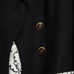 Chanel 1993 Veste Longue Lin Noir FR40 Iconic Black Linen Long Jacket UK12 US10