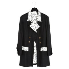 Chanel 1993 Veste Longue Lin Noir FR40 Iconic Black Linen Long Jacket UK12 US10
