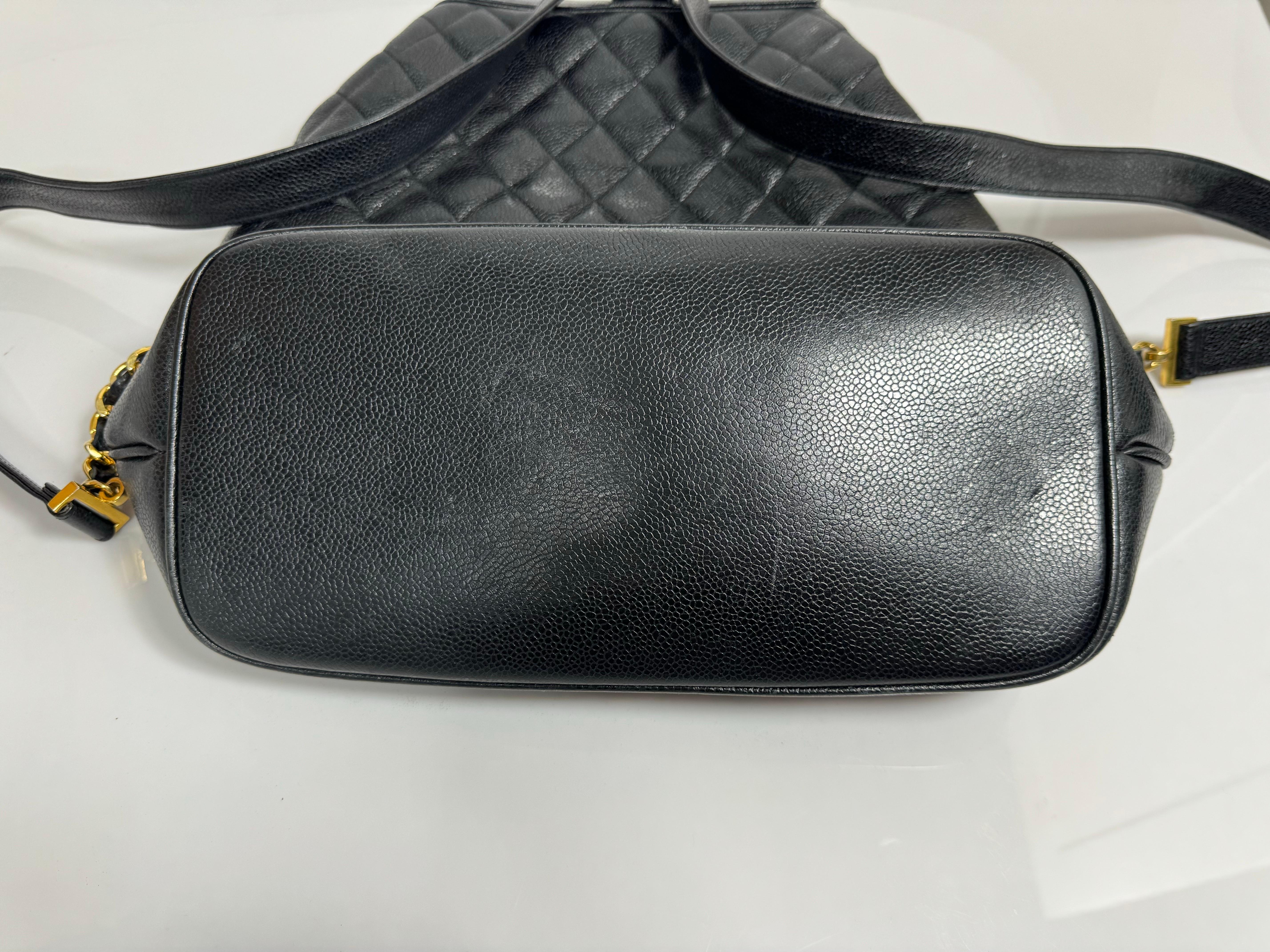 Chanel 1993 Vintage Black Caviar Large Duma Backpack - GHW For Sale 9