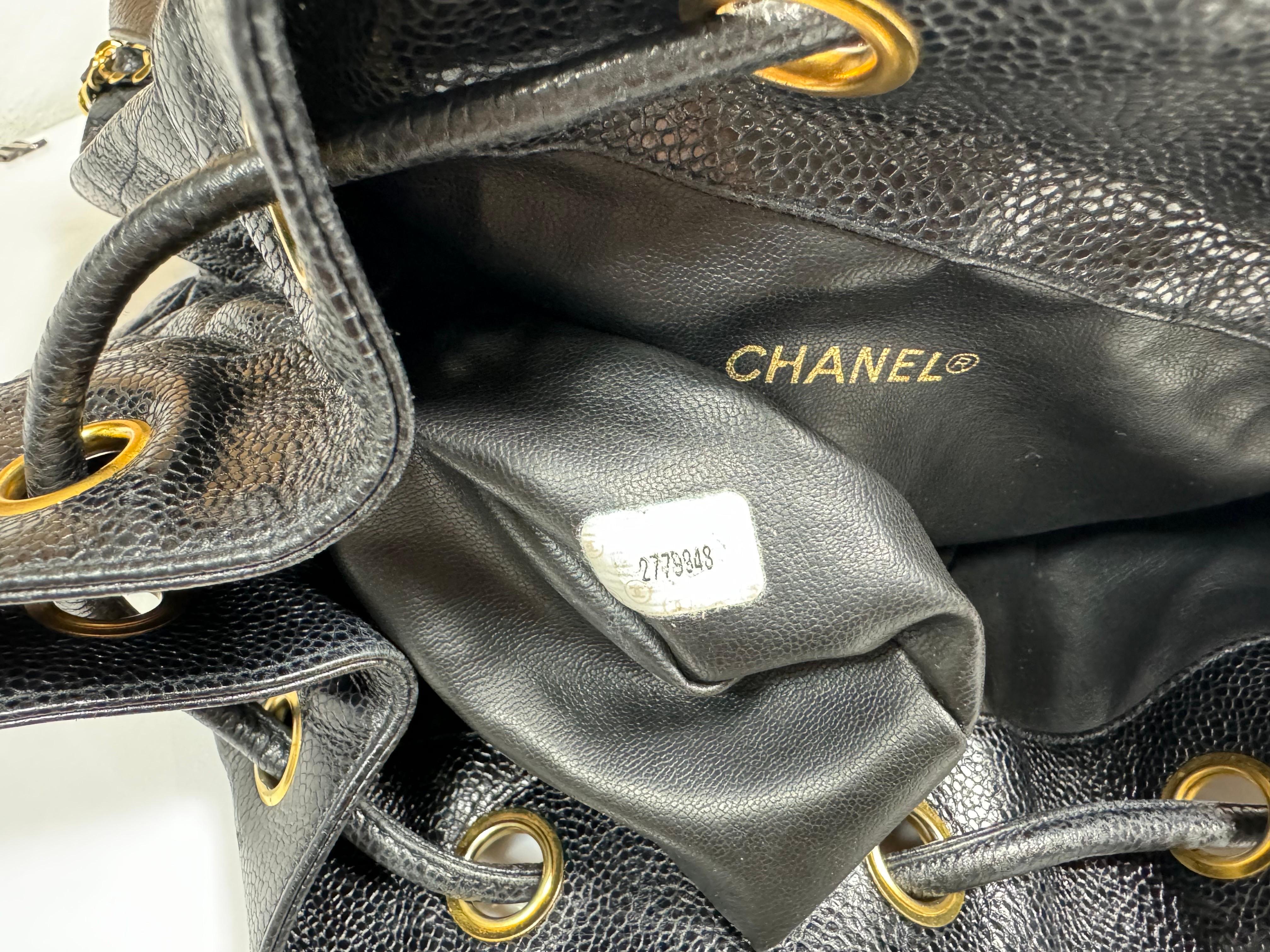 Chanel 1993 Vintage Black Caviar Large Duma Backpack - GHW 12