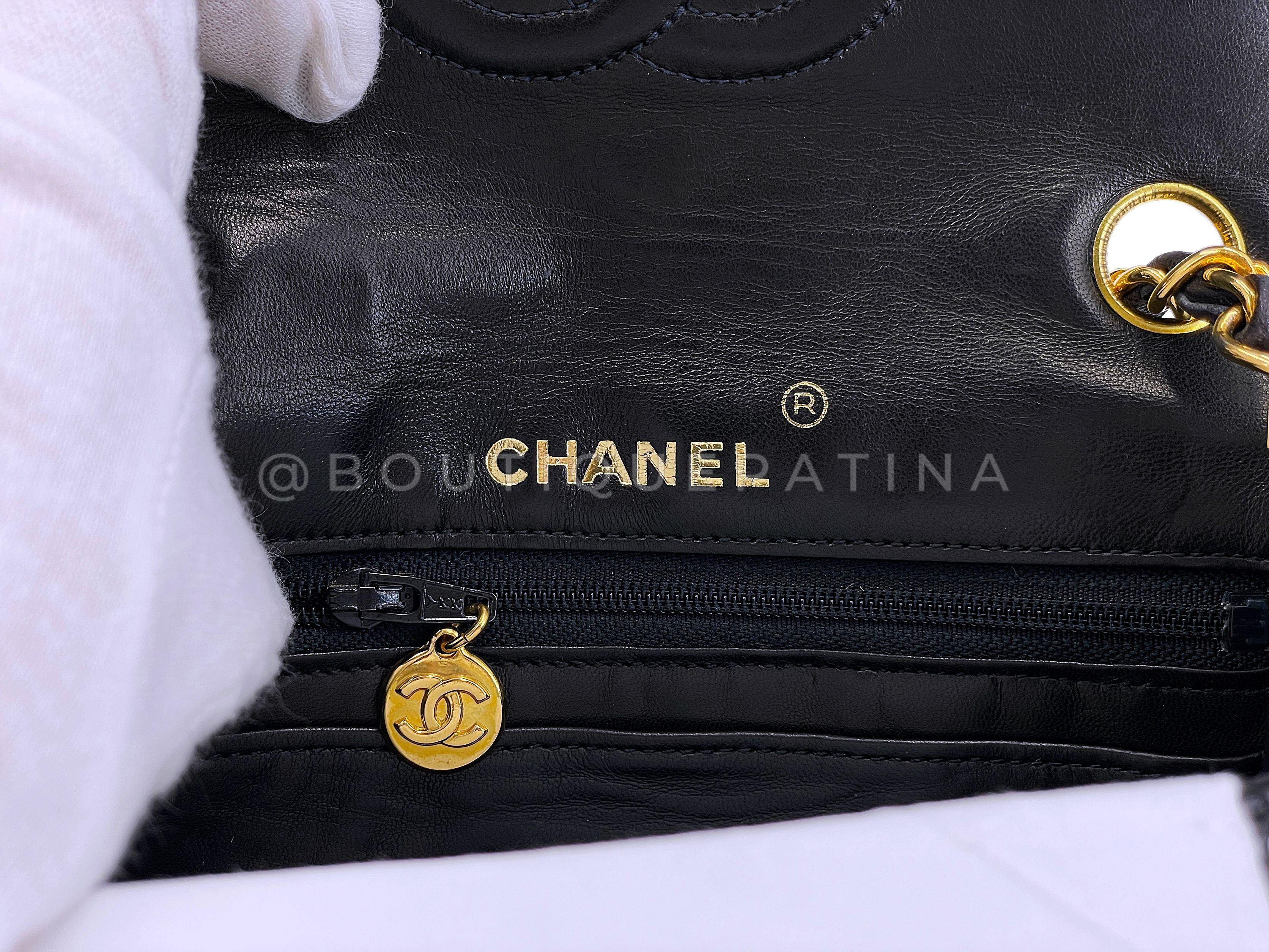 Chanel 1993 Vintage Black Lizard Square Mini Flap Bag 24k GHW 67241 For Sale 7
