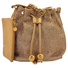 Chanel 1993 Vintage Gold Silk Brocade Bucket Drawstring Bag 24k GHW 68439