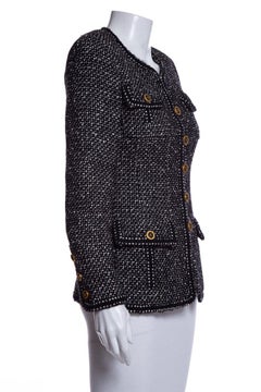 CHANEL 1993s Black & White Tweed Jacket SZ 38