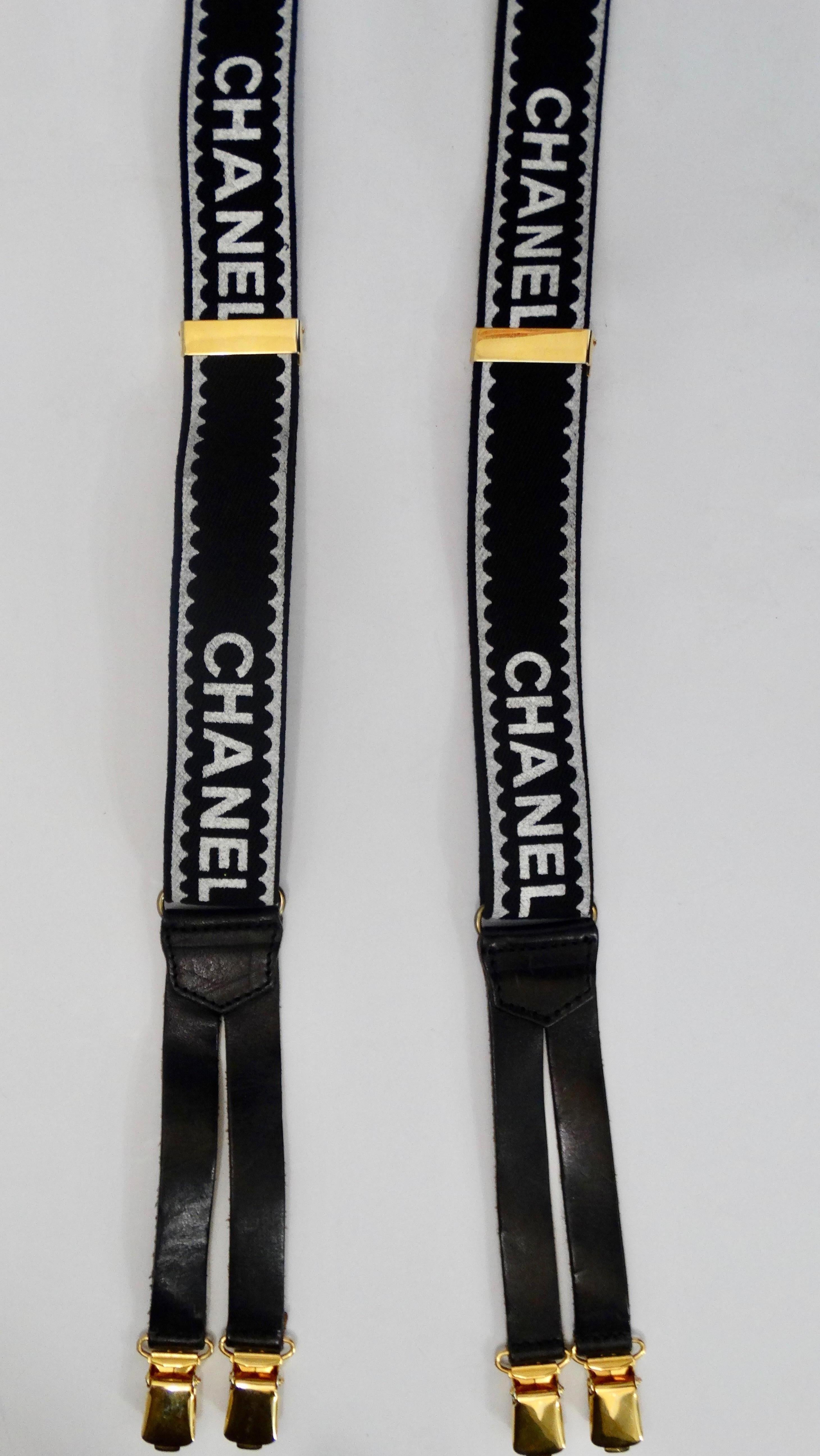 Black Chanel 1994 Autumn Monogram Suspenders 